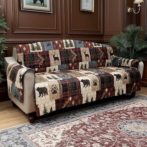 Woodland Patch Microfiber Sofa Cover Measures 114" x 76"